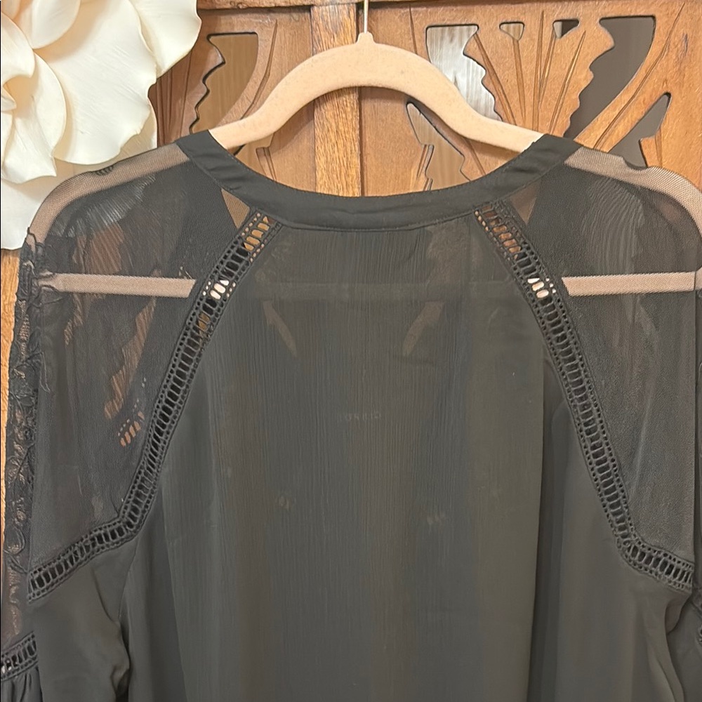 Torrid Black Cold-Shoulder Crochet-Trim Blouse - Picture 5 of 7